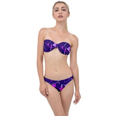 Purple Blue Geometric Pattern Classic Bandeau Bikini Set