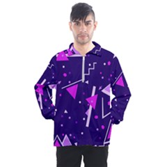 Purple Blue Geometric Pattern Men s Half Zip Pullover