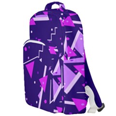 Purple Blue Geometric Pattern Double Compartment Backpack