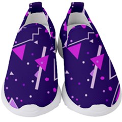 Purple Blue Geometric Pattern Kids  Slip On Sneakers by HermanTelo