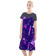 Purple Blue Geometric Pattern Camis Fishtail Dress