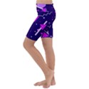 Purple Blue Geometric Pattern Kids  Lightweight Velour Cropped Yoga Leggings View2