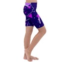 Purple Blue Geometric Pattern Kids  Lightweight Velour Cropped Yoga Leggings View3