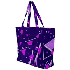 Purple Blue Geometric Pattern Zip Up Canvas Bag