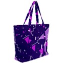 Purple Blue Geometric Pattern Zip Up Canvas Bag View2