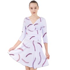 Plumelet Pen Ethnic Elegant Hippie Cute Quarter Sleeve Front Wrap Dress