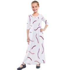 Plumelet Pen Ethnic Elegant Hippie Cute Kids  Quarter Sleeve Maxi Dress by HermanTelo