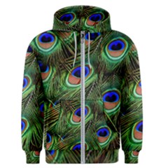 Peacock Feathers Plumage Iridescent Men s Zipper Hoodie