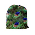 Peacock Feathers Plumage Iridescent Drawstring Pouch (XL) View2