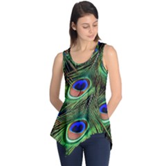 Peacock Feathers Plumage Iridescent Sleeveless Tunic