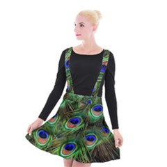 Peacock Feathers Plumage Iridescent Suspender Skater Skirt by HermanTelo