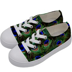 Peacock Feathers Plumage Iridescent Kids  Low Top Canvas Sneakers by HermanTelo