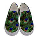 Peacock Feathers Plumage Iridescent Women s Canvas Slip Ons View1