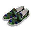 Peacock Feathers Plumage Iridescent Women s Canvas Slip Ons View2