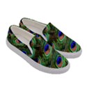 Peacock Feathers Plumage Iridescent Women s Canvas Slip Ons View3