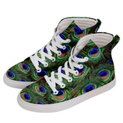 Peacock Feathers Plumage Iridescent Women s Hi-top Skate Sneakers by HermanTelo