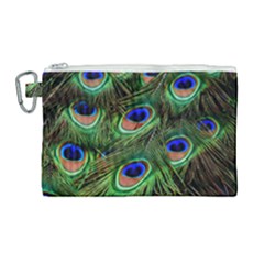 Peacock Feathers Plumage Iridescent Canvas Cosmetic Bag (large)