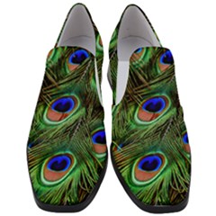 Peacock Feathers Plumage Iridescent Slip On Heel Loafers by HermanTelo