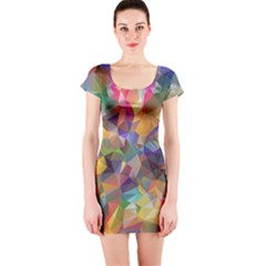 Polygon Wallpaper Short Sleeve Bodycon Dress by HermanTelo