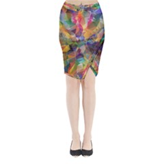 Polygon Wallpaper Midi Wrap Pencil Skirt