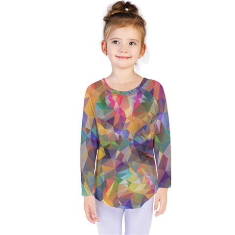 Polygon Wallpaper Kids  Long Sleeve Tee by HermanTelo