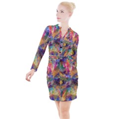 Polygon Wallpaper Button Long Sleeve Dress by HermanTelo