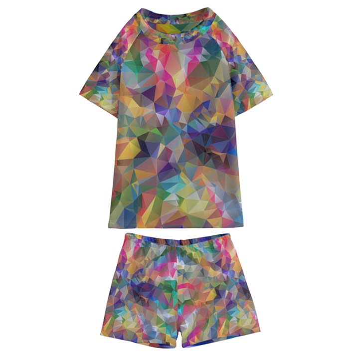 Polygon Wallpaper Kids  Swim Tee and Shorts Set