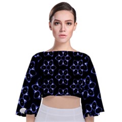 Purple Circle Wallpaper Tie Back Butterfly Sleeve Chiffon Top