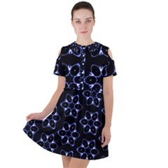 Purple Circle Wallpaper Short Sleeve Shoulder Cut Out Dress 