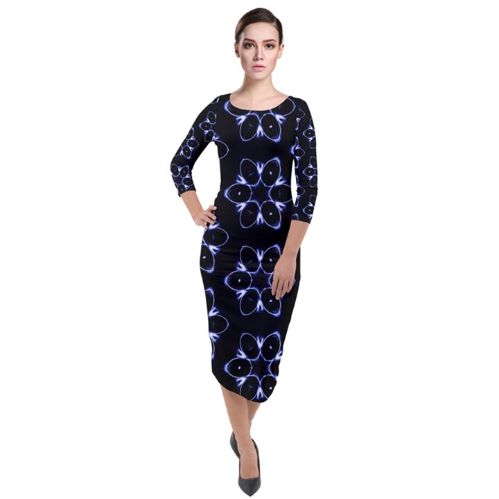 Purple Circle Wallpaper Quarter Sleeve Midi Velour Bodycon Dress