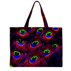 Peacock Feathers Color Plumage Zipper Mini Tote Bag