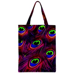 Peacock Feathers Color Plumage Zipper Classic Tote Bag