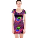 Peacock Feathers Color Plumage Short Sleeve Bodycon Dress View1