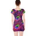 Peacock Feathers Color Plumage Short Sleeve Bodycon Dress View2