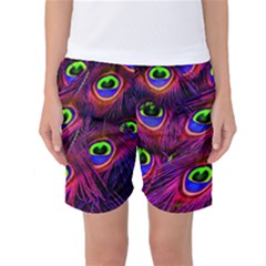 Peacock Feathers Color Plumage Women s Basketball Shorts