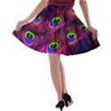 Peacock Feathers Color Plumage A-line Skater Skirt View2