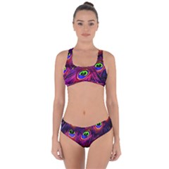 Peacock Feathers Color Plumage Criss Cross Bikini Set by HermanTelo