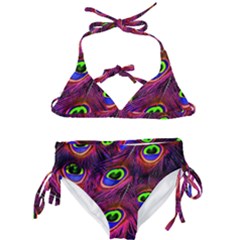 Peacock Feathers Color Plumage Kids  Classic Bikini Set