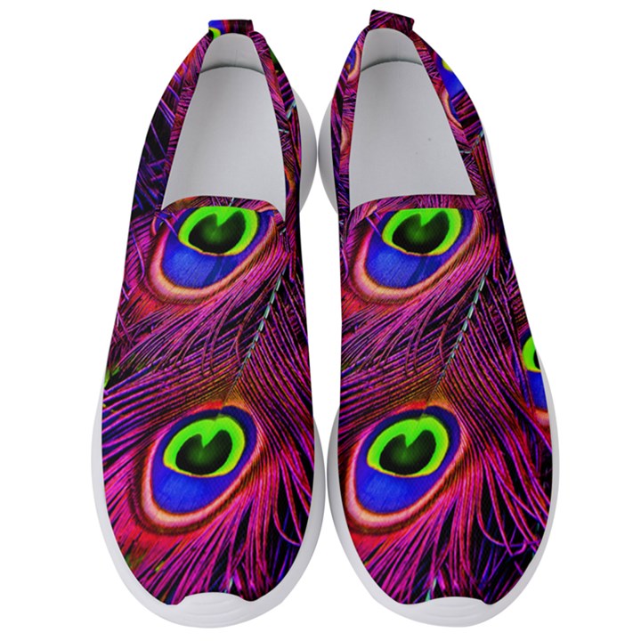 Peacock Feathers Color Plumage Men s Slip On Sneakers