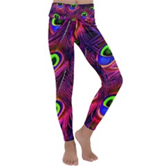 Peacock Feathers Color Plumage Kids  Lightweight Velour Classic Yoga Leggings