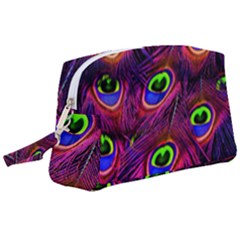 Peacock Feathers Color Plumage Wristlet Pouch Bag (large)