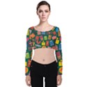 Presents Gifts Background Colorful Velvet Long Sleeve Crop Top View1