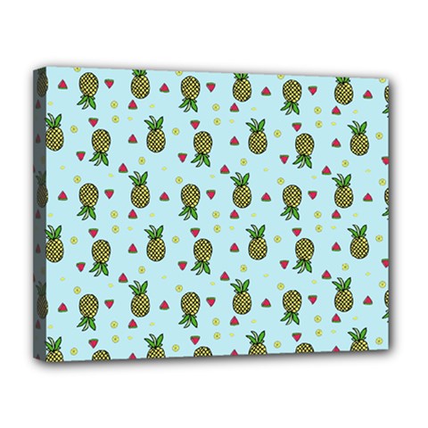 Pineapple Watermelon Fruit Lime Canvas 14  X 11  (stretched) by HermanTelo