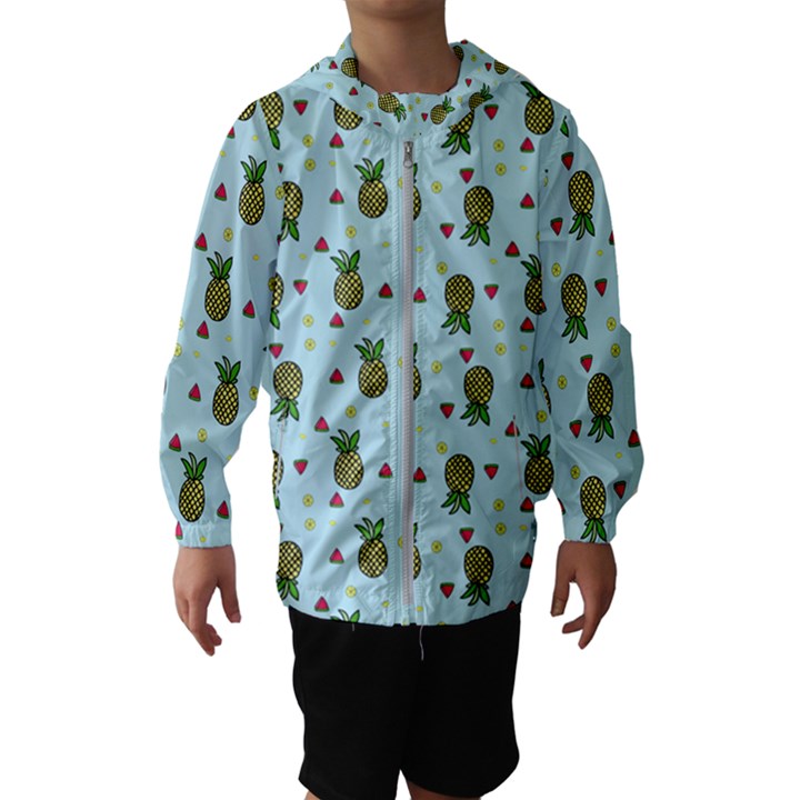 Pineapple Watermelon Fruit Lime Kids  Hooded Windbreaker