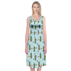 Pineapple Watermelon Fruit Lime Midi Sleeveless Dress