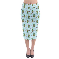 Pineapple Watermelon Fruit Lime Midi Pencil Skirt