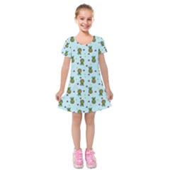 Pineapple Watermelon Fruit Lime Kids  Short Sleeve Velvet Dress