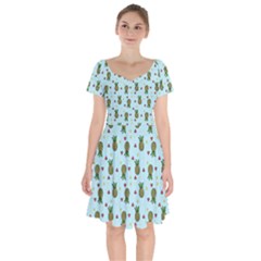 Pineapple Watermelon Fruit Lime Short Sleeve Bardot Dress