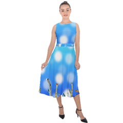 Sea Underwater Life Fish Midi Tie-back Chiffon Dress by HermanTelo