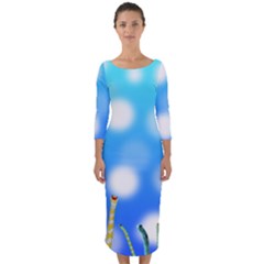 Sea Underwater Life Fish Quarter Sleeve Midi Bodycon Dress by HermanTelo